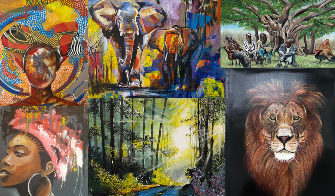 A selection of some of the Zambian art on sale.