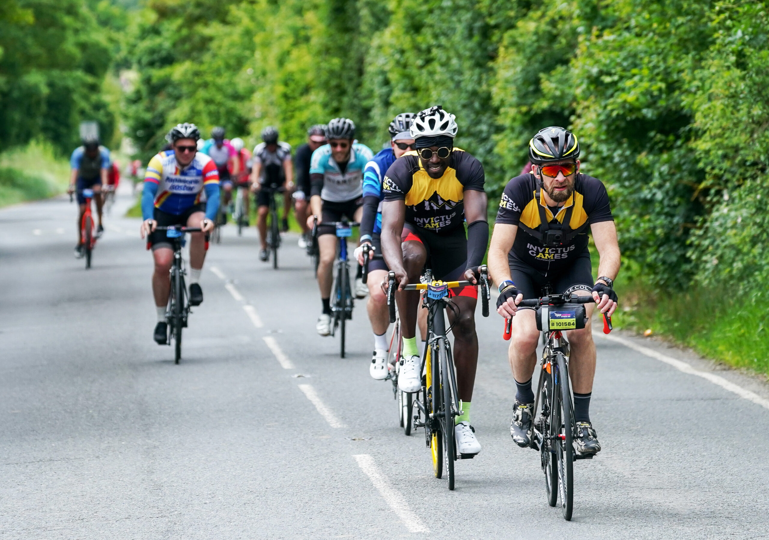 Fundraisers cycling in Essex.